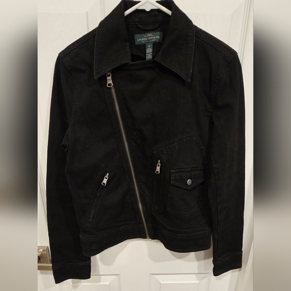 LRL Lauren Jeans Manhatten Denim Black Jean Jacket Womens Size M - Picture 2 of 15